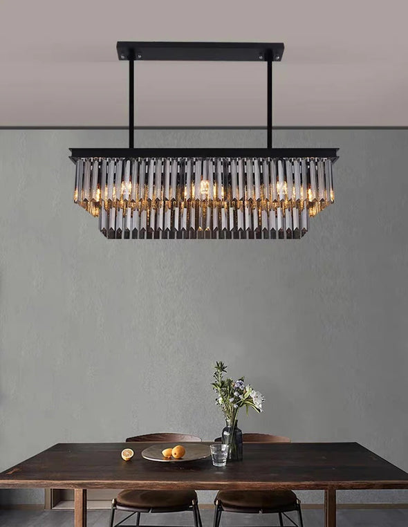 Crystal Square Chandelier Modern Hanging Pendant Lights for Staircase