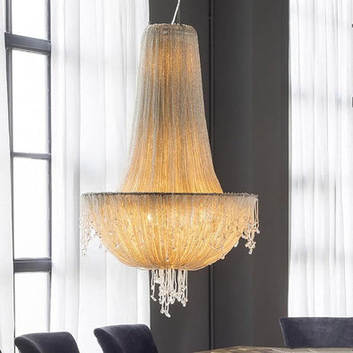 Modern Crystal Chandelier Raindrop Metal LED Hanging Pendant Light for Staircase