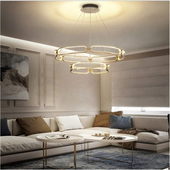 Modern Nordic Crystal Metal Chandelier Ceiling Light LED Hanging Lamp Pendant