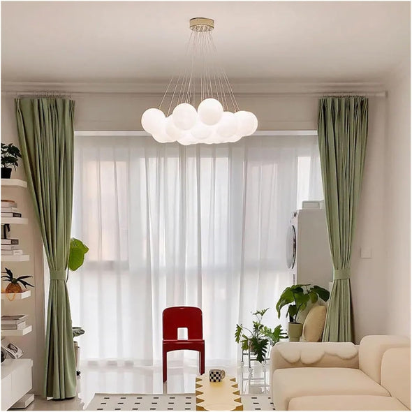 Glass Chandelier Modern Pearl Ball LED Hanging Pendant Lights for Home