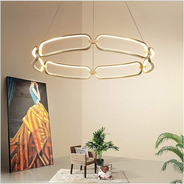 Modern Nordic Crystal Metal Chandelier Ceiling Light LED Hanging Lamp Pendant