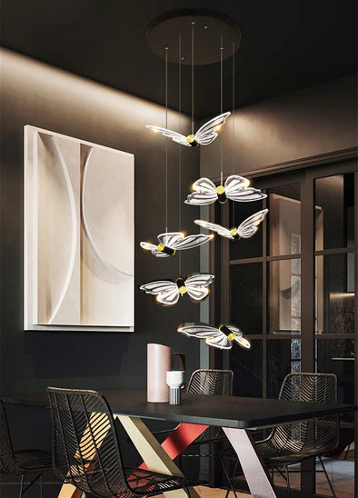 Nordic Butterfly Chandelier Crystal Light Fixture for Living Room