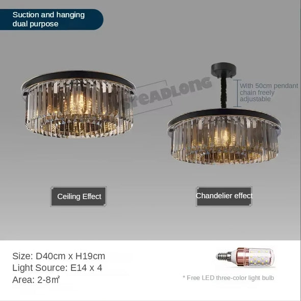 Modern Crystal Round Chandelier LED Hanging Pendant Lights for Staircase Home