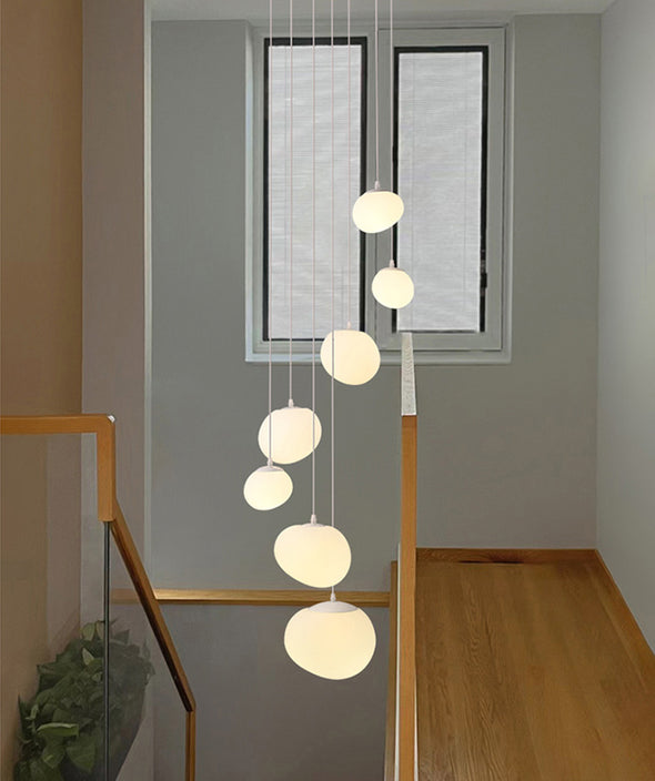 Nordic White Stone Chandelier Minimalist Acrylic Pendant Light for Living Room Staircase