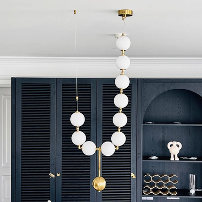 Modern Nordic Pearl Ball Chandelier LED Hanging Lamp for Living Room Staircase