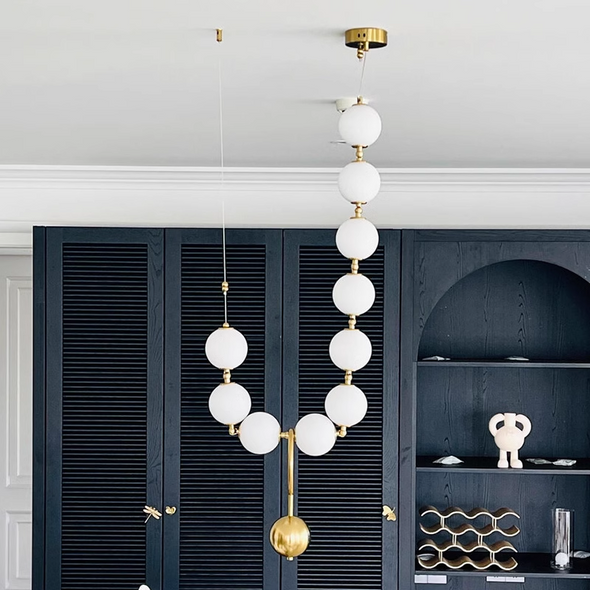 Modern Nordic Pearl Ball Chandelier LED Hanging Lamp for Living Room Staircase