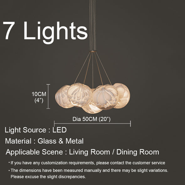 Nordic Glass Ball Chandelier Round Pendant Light for Living Dining Room