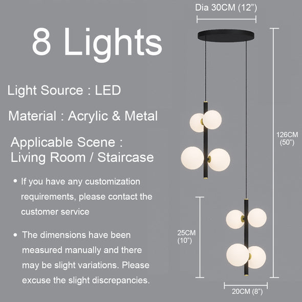 Minimalist White Ball Chandelier High Ceiling Hanging Lamp for Living Room Staircase
