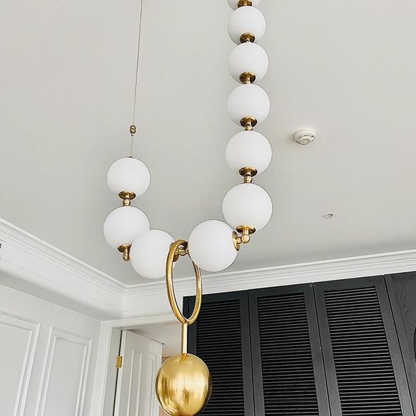 Modern Nordic Pearl Ball Chandelier LED Hanging Lamp for Living Room Staircase