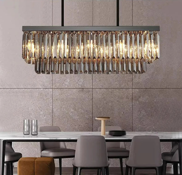 Crystal Square Chandelier Modern Hanging Pendant Lights for Staircase