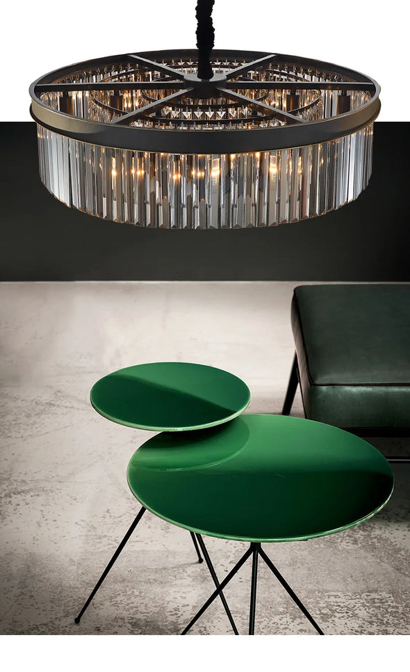 Modern Crystal Round Chandelier LED Hanging Pendant Lights for Staircase Home