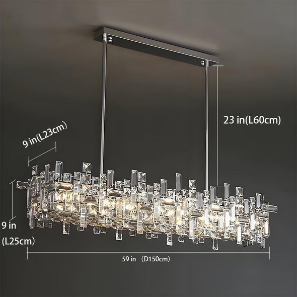 Modern Nordic Crystal Chandelier Square Ceiling Light LED Hanging Lamp Pendant