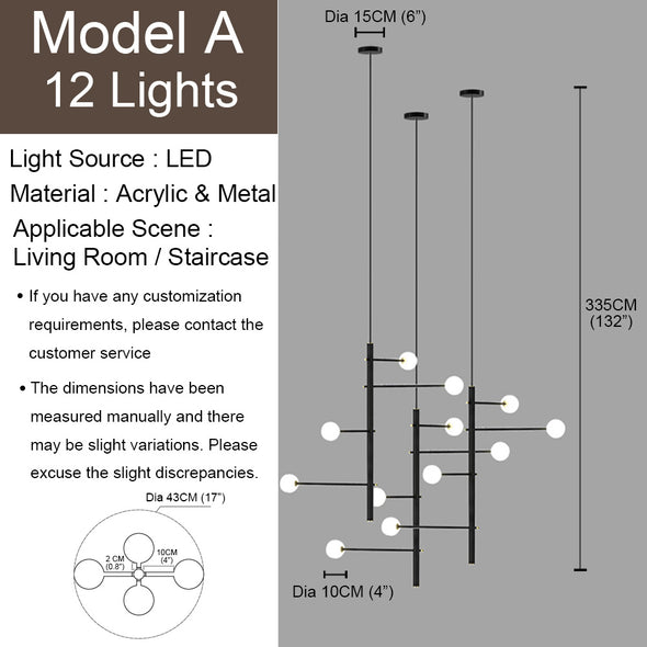 Minimalist Small Ball Chandelier for Living Room Hotel Light Fixture