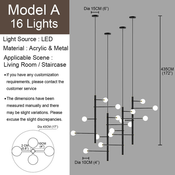 Minimalist Small Ball Chandelier for Living Room Hotel Light Fixture