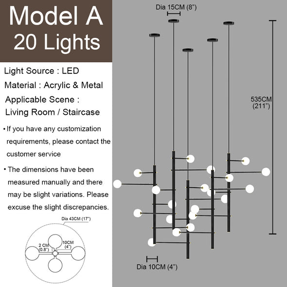 Minimalist Small Ball Chandelier for Living Room Hotel Light Fixture