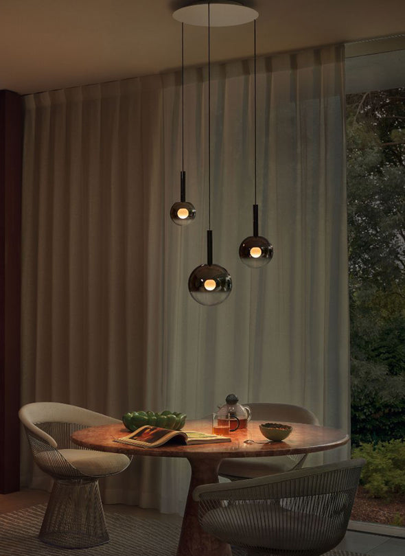 Modern Black Chandelier Minimalist Glass Ball Pendant Light for Living Room Staircase