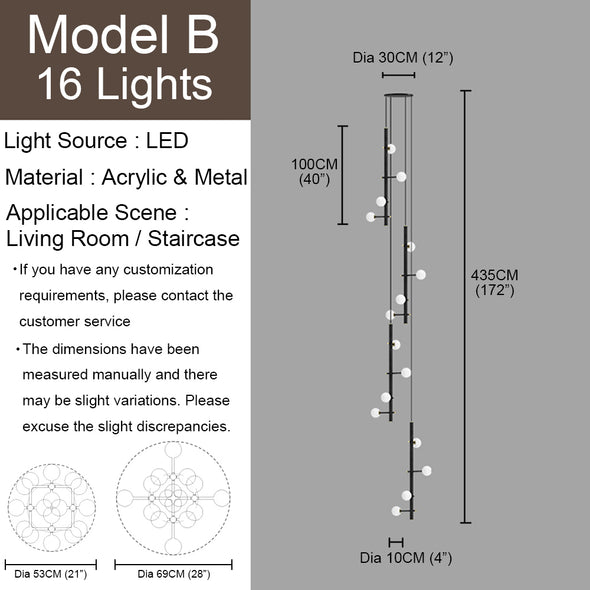 Nordic Small Ball Chandelier for Living Room Staircase Light Fixture