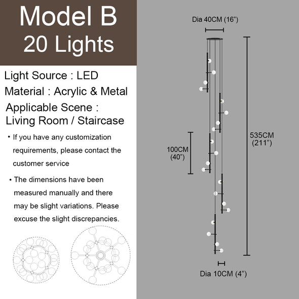 Nordic Small Ball Chandelier for Living Room Staircase Light Fixture