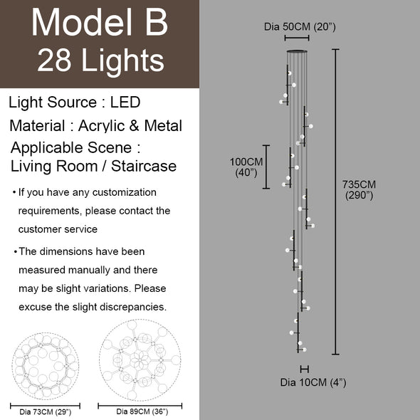 Nordic Small Ball Chandelier for Living Room Staircase Light Fixture