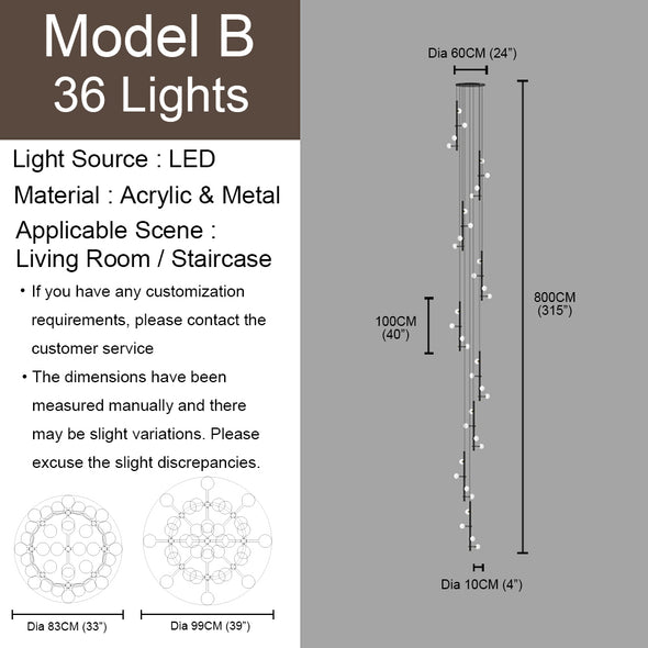 Nordic Small Ball Chandelier for Living Room Staircase Light Fixture