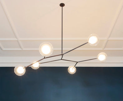Modern Glass Ball Chandelier Led Hanging Pendant Lights with Bulbs for Staircase
