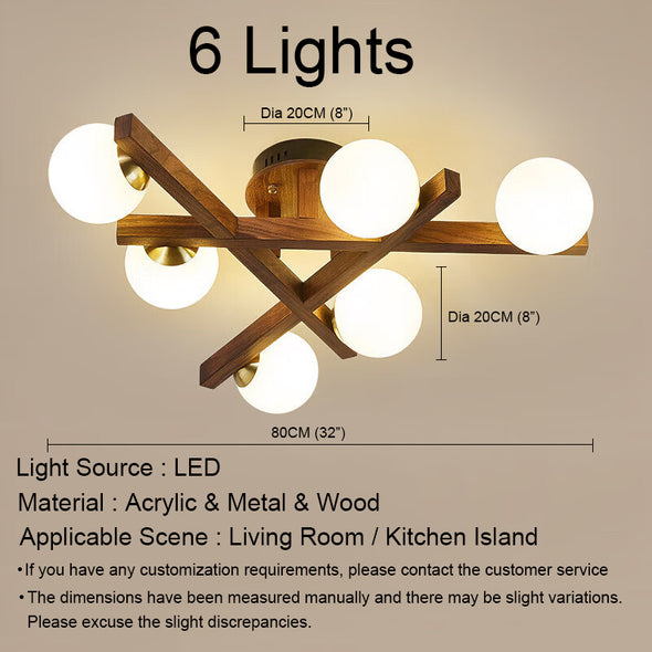 Mid Century Triangular Wooden Chandelier Bedroom Light Fixture for Living Dining Room