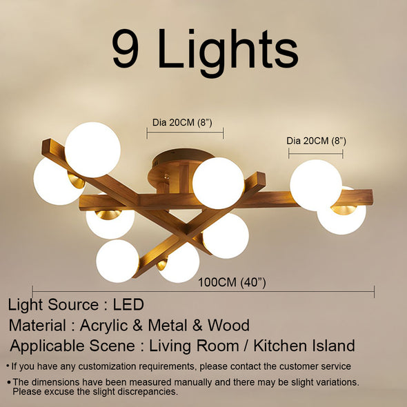 Mid Century Triangular Wooden Chandelier Bedroom Light Fixture for Living Dining Room