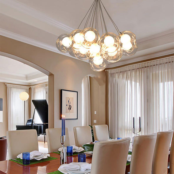 Minimalist Bubble Ball Chandelier Glass Light Fixture for Living Dining Room