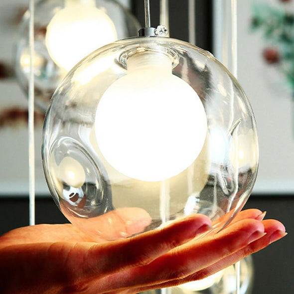 Minimalist Bubble Ball Chandelier Glass Light Fixture for Living Dining Room