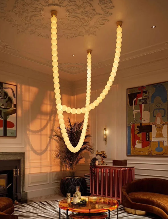 Modern Pearl Chandelier for Staircase Lighting Fixtures