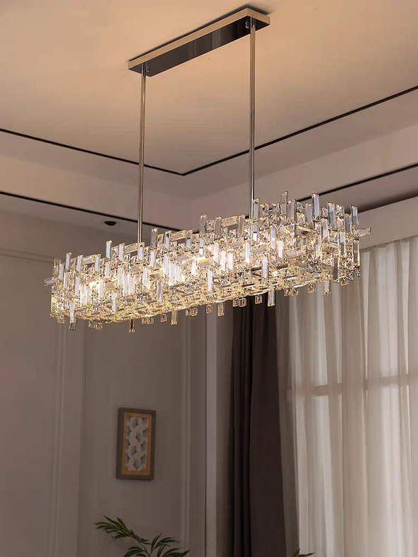 Rectangular Crystal Chandelier for Kitchen Island  Luxury Lights Fixture