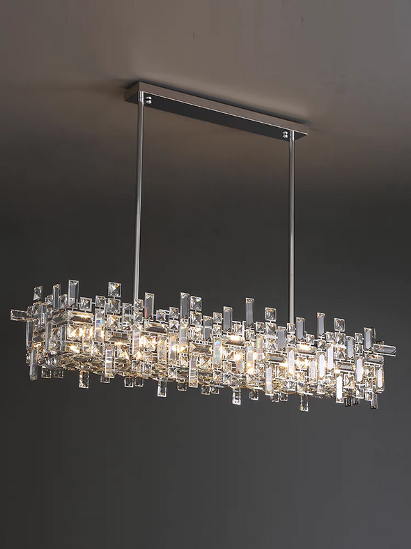 Rectangular Crystal Chandelier for Kitchen Island  Luxury Lights Fixture