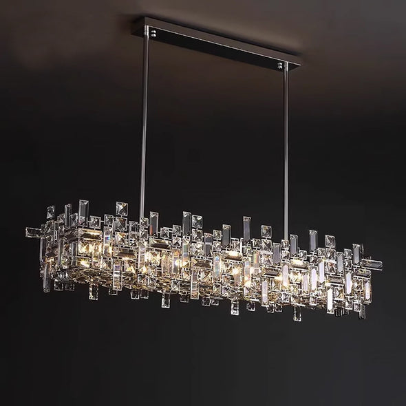 Rectangular Crystal Chandelier for Kitchen Island  Luxury Lights Fixture