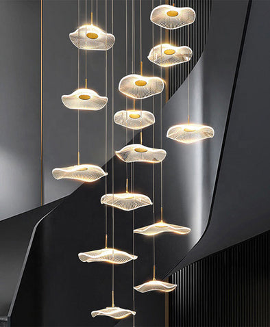 Modern Lotus Chandelier for High Ceiling Fixture Light