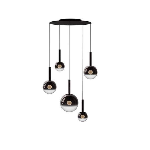 Modern Black Chandelier Minimalist Glass Ball Pendant Light for Living Room Staircase