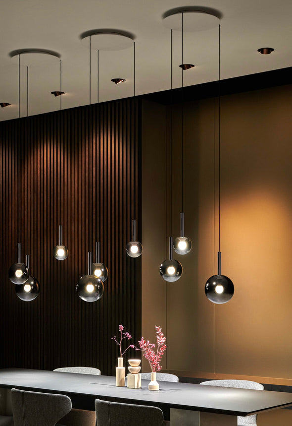 Modern Black Chandelier Minimalist Glass Ball Pendant Light for Living Room Staircase