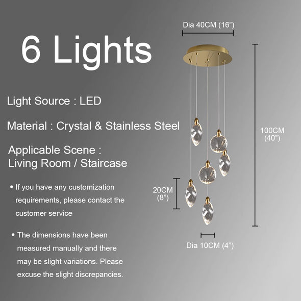 Long Crystal Chandelier Modern Hotel Pendant Light for Living Room Staircase