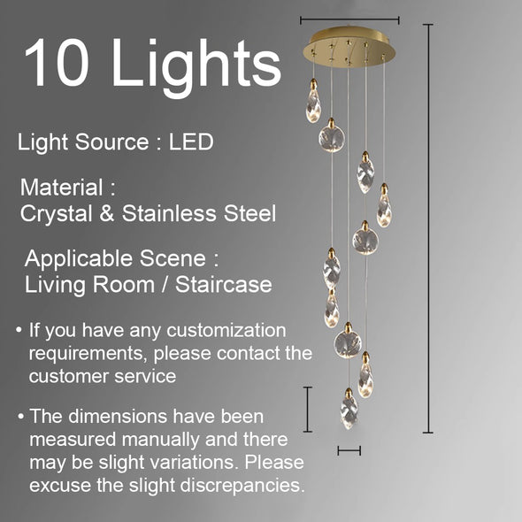 Long Crystal Chandelier Modern Hotel Pendant Light for Living Room Staircase