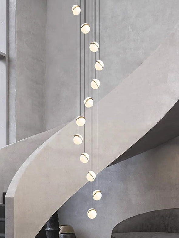 Long Bubble Ball Chandelier White Pendant Light for Living Room Staircase