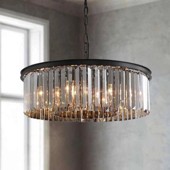 Modern Crystal Round Chandelier LED Hanging Pendant Lights for Staircase Home