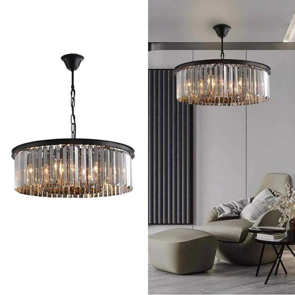 Modern Crystal Round Chandelier LED Hanging Pendant Lights for Staircase Home
