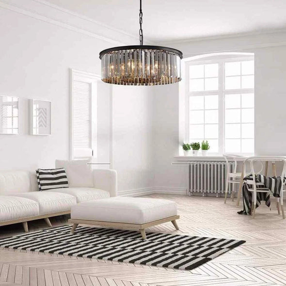 Modern Crystal Round Chandelier LED Hanging Pendant Lights for Staircase Home