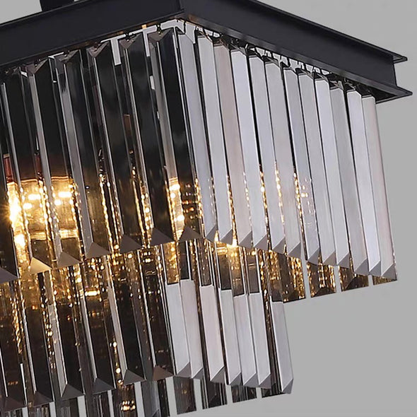 Crystal Square Chandelier Modern Hanging Pendant Lights for Staircase