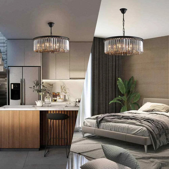 Modern Crystal Round Chandelier LED Hanging Pendant Lights for Staircase Home
