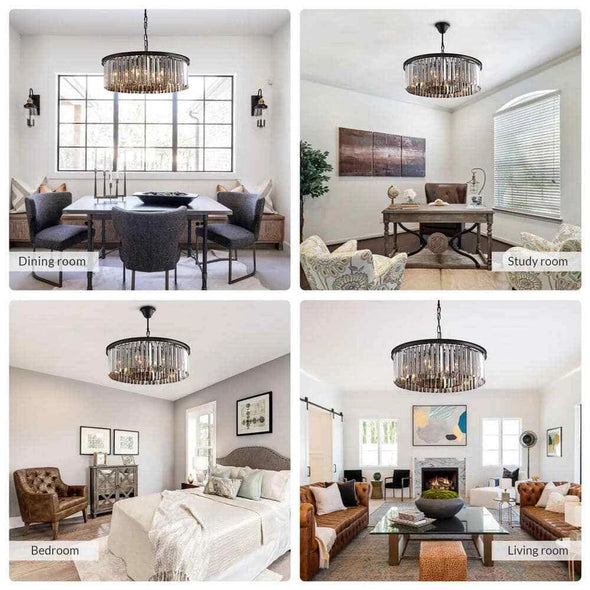 Modern Crystal Round Chandelier LED Hanging Pendant Lights for Staircase Home