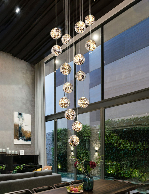 Modern Bubble Ball Chandelier Crystal Staircase Fixture Light for Living Room