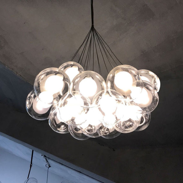 Minimalist Bubble Ball Chandelier Glass Light Fixture for Living Dining Room
