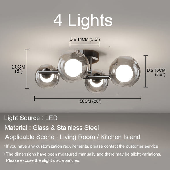 Minimalist Glass Ball Chandelier Black Dining Room Pendant Light for Kitchen Island