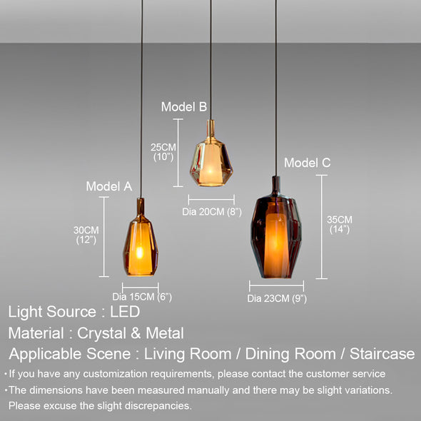 Vintage style Glass Chandelier Minimalist Light Fixture for Living Room Staircase