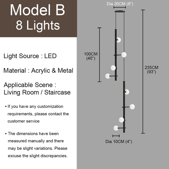 Nordic Small Ball Chandelier for Living Room Staircase Light Fixture